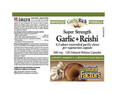 Natural Factors Garlic Rich Garlic + Reishi Super Strength 120 Capsules