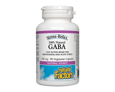 Natural Factors Stress-Relax GABA 100% Natural 100mg 90 Veggie Caps