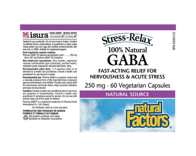 Natural Factors Stress-Relax GABA 250mg 60 Veggie Caps