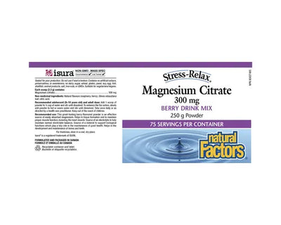 Natural Factors Magnesium Citrate 300mg Berry 250g