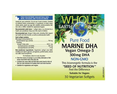 Whole Earth & Sea Marine DHA Vegan Omega-3 30 Softgels