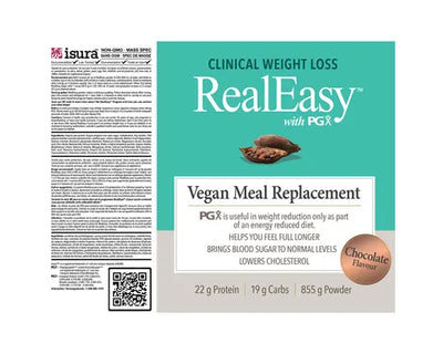 Natural Factors Real Easy With PGX Vegan Meal Replacement Chocolate 855g