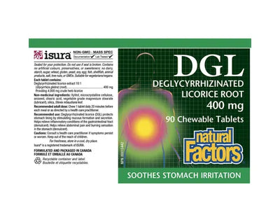 Natural Factors DGL 400mg 90 Chewable Tablets