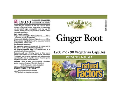 Natural Factors Ginger Root 1200mg 90 Veggie Caps