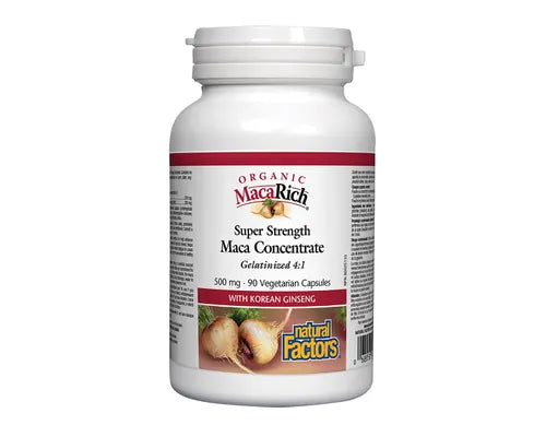 Natural Factors Organic Maca Rich Maca Concentrate Super Strength 500mg 90 Veggie Caps