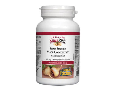 Natural Factors Organic Maca Rich Maca Concentrate Super Strength 500mg 90 Veggie Caps