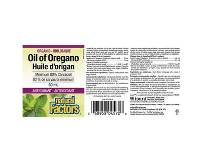 Natural Factors Oil Of Oregano Organic 60mL