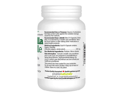 Prairie Naturals Chlorella Organic 500mg 180 Veggie Caps