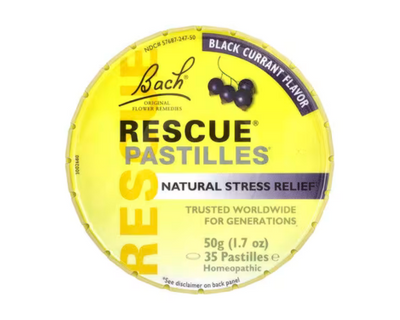 Bach Rescue Pastilles, Natural Stress Relief, Black Currant, 35 Pastilles 50 g