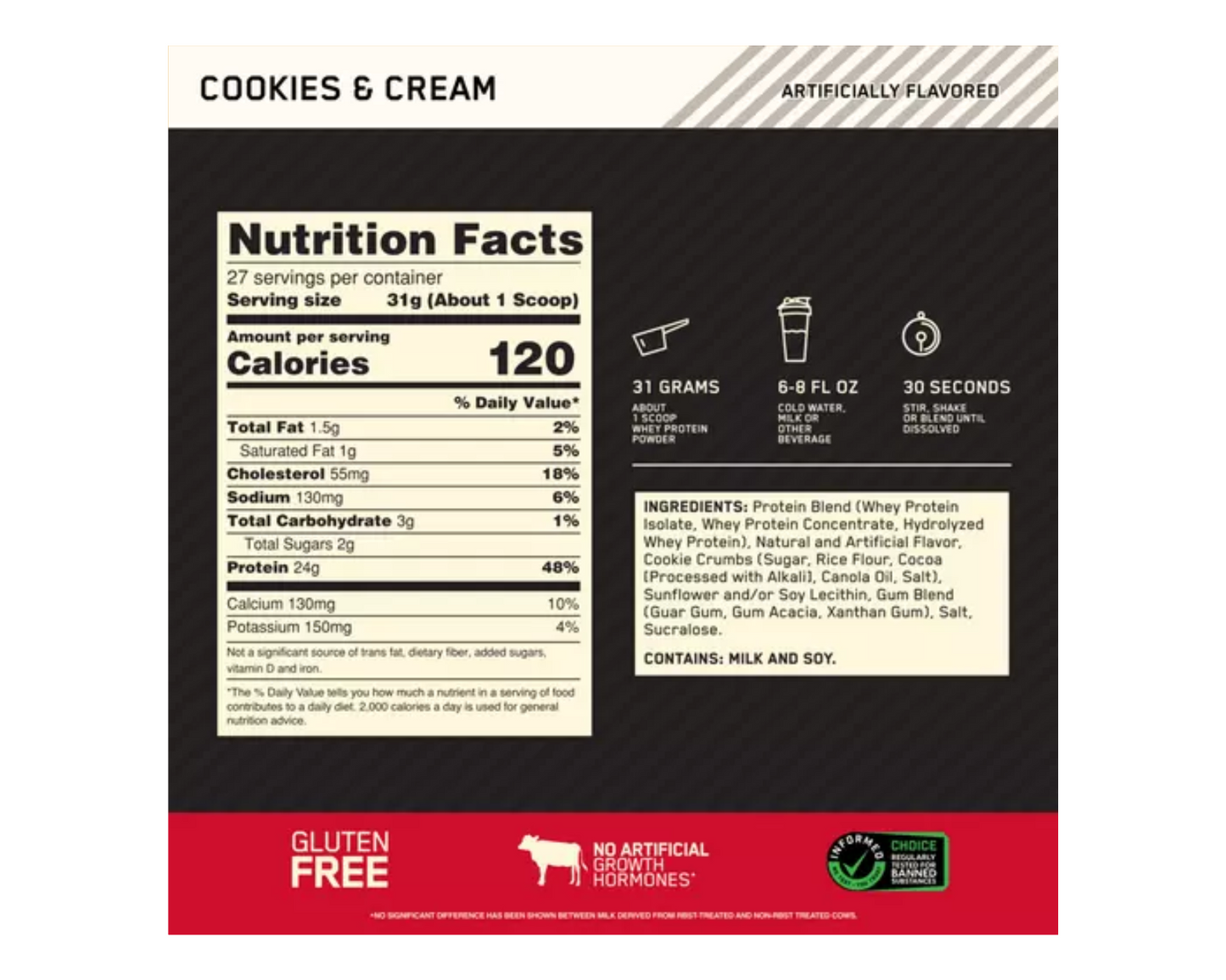 Optimum Nutrition 100% Gold Standard Whey Cookies & Cream 2lbs