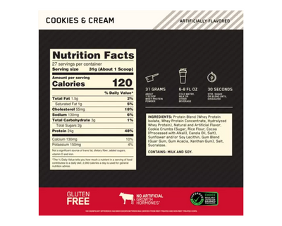 Optimum Nutrition 100% Gold Standard Whey Cookies & Cream 2lbs