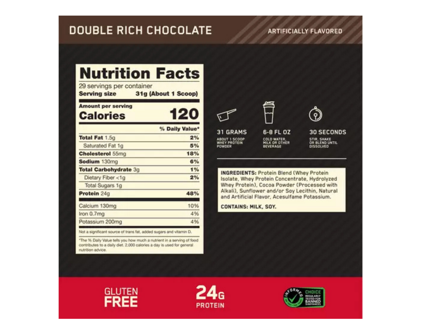 Optimum Nutrition 100% Gold Standard Whey Double Rich Chocolate 2lbs