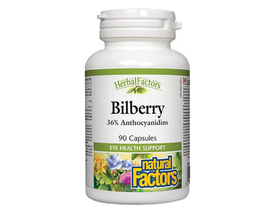 Natural Factors Herbal Factors Bilberry 90 Capsules
