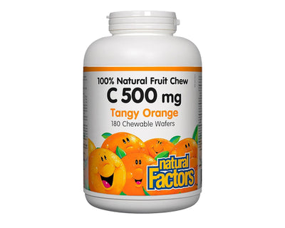 Natural Factors Vitamin C 500mg Tangy Orange 180 Chewable Wafers