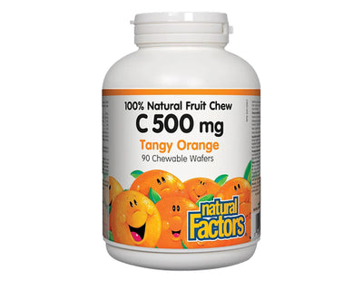 Natural Factors Vitamin C 500mg Tangy Orange 90 Chewable Wafers