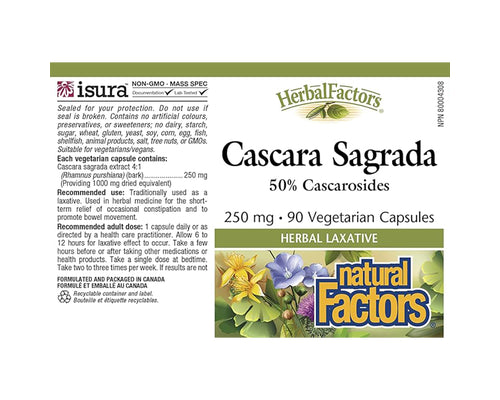 Natural Factors Cascara Sagrada 250mg 90 Veggie Caps
