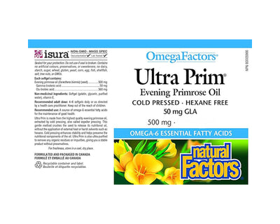 Natural Factors Ultra Prim Evening Primrose Oil 500mg 90 Softgels