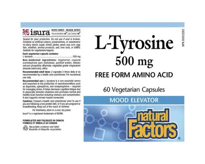 Natural Factors L-Tyrosine 500mg 60 Veggie Caps