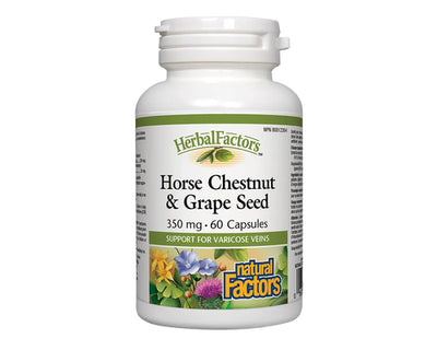 Natural Factors Herbal Factors Horse Chestnut & Grape Seed 350mg 60 Capsules