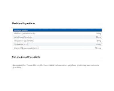 Natural Factors Iron Factors With B12 & Folic Acid 35mg 90 Tablets