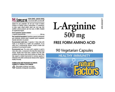 Natural Factors L-Arginine 500mg 90 Capsules