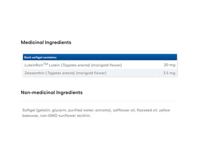 Natural Factors Lutein 20mg 60 Softgels