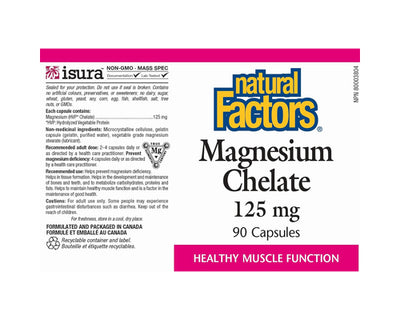 Natural Factors Magnesium Chelate 125mg 90 Capsules
