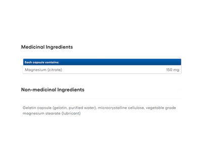 Natural Factors Magnesium Citrate 150mg 90 Capsules
