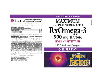 Natural Factors RxOmega-3 Maximum Triple Strength 900mg 150 Softgels