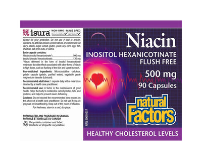 Natural Factors Niacin Inositol Hexanicotinate 500mg 90 Capsules