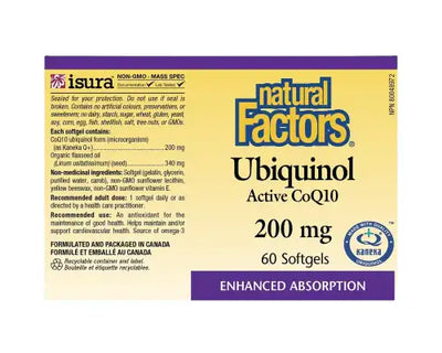 Natural Factors Ubiquinol Active CoQ10 200mg 60 Softgels