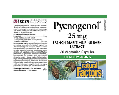 Natural Factors Pycnogenol 25mg 60 Veggie Caps