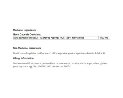 Natural Factors Saw Palmetto 500mg 90 Capsules