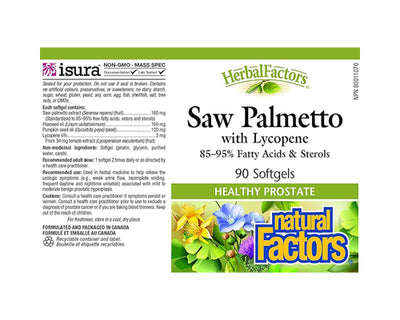 Natural Factors Saw Palmetto With Lycopene 90 Softgels