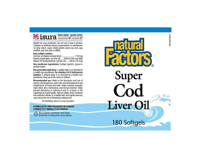 Natural Factors Super Cod Liver Oil 180 Softgels