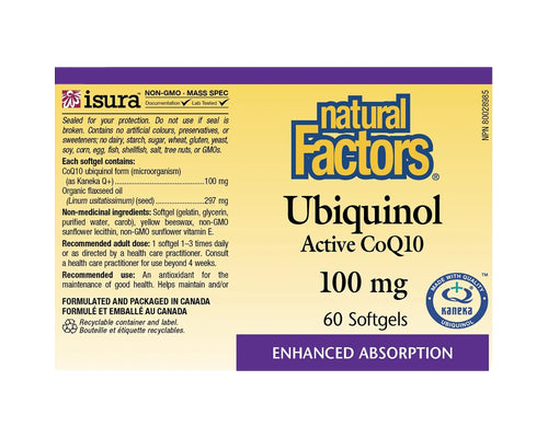 Natural Factors Ubiquinol Active CoQ10 100mg 60 Softgels