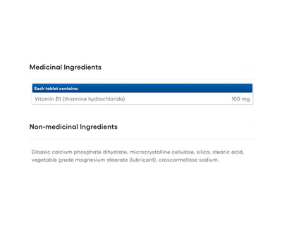 Natural Factors Vitamin B1 100mg 90 Tablets
