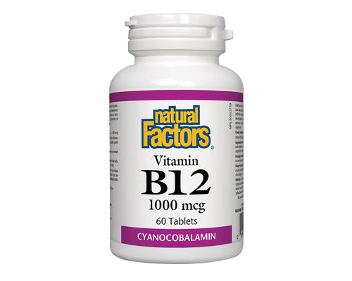 Natural Factors Vitamin B12 Cyanocobalamin 1000mcg 60 Tablets