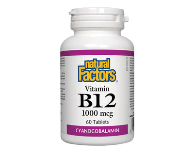 Natural Factors Vitamin B12 Cyanocobalamin 1000mcg 60 Tablets