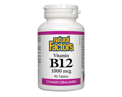 Natural Factors Vitamin B12 Cyanocobalamin 1000mcg 90 Tablets