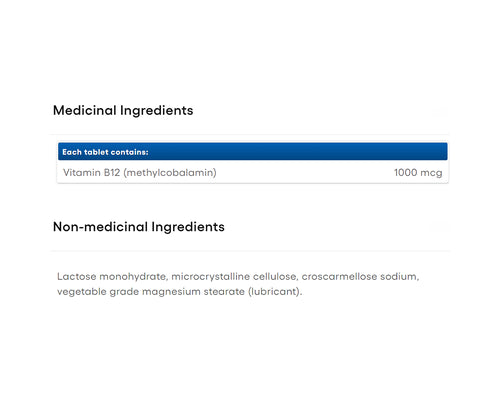 Natural Factors Vitamin B12 Methylcobalamin 1000mcg 90 Tablets