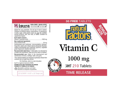 Natural Factors Vitamin C Time Release 1000mg 180+30 Tablets