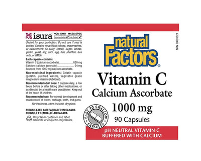 Natural Factors Vitamin C Calcium Ascorbate 1000mg 90 Capsules