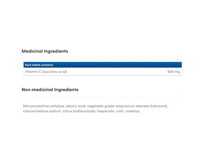 Natural Factors Vitamin C 500mg Plus Bioflavonoids & Rosehips 90 Tablets