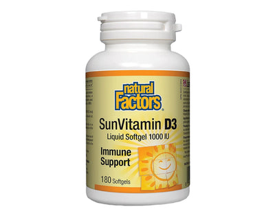 Natural Factors SunVitamin D3 1000 IU 180 Softgels