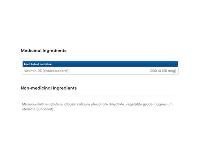 Natural Factors Sun Vitamin D3 1000 IU 90 Tablets