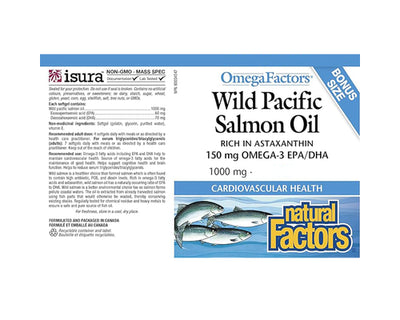 Natural Factors Omega Factors Wild Pacific Salmon Oil 1000mg 90 Softgels