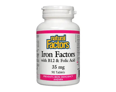 Natural Factors Iron Factors With B12 & Folic Acid 35mg 90 Tablets