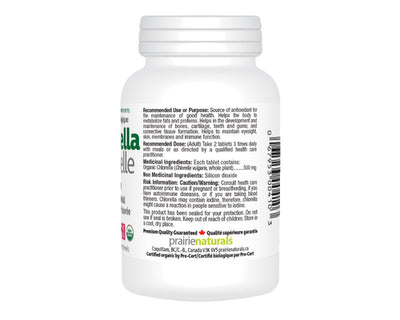 Prairie Naturals Organic Chlorella 500mg 180 Tablets
