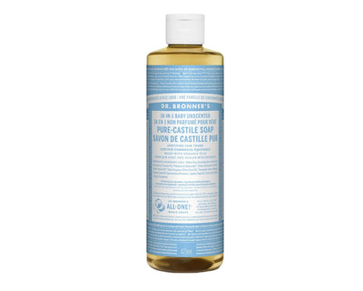 Dr. Bronner's 18-In-1 Pure-Castile Liquid Soap Baby Unscented 473mL